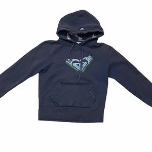 Roxy women navy surfer hoodie with light blue logo
